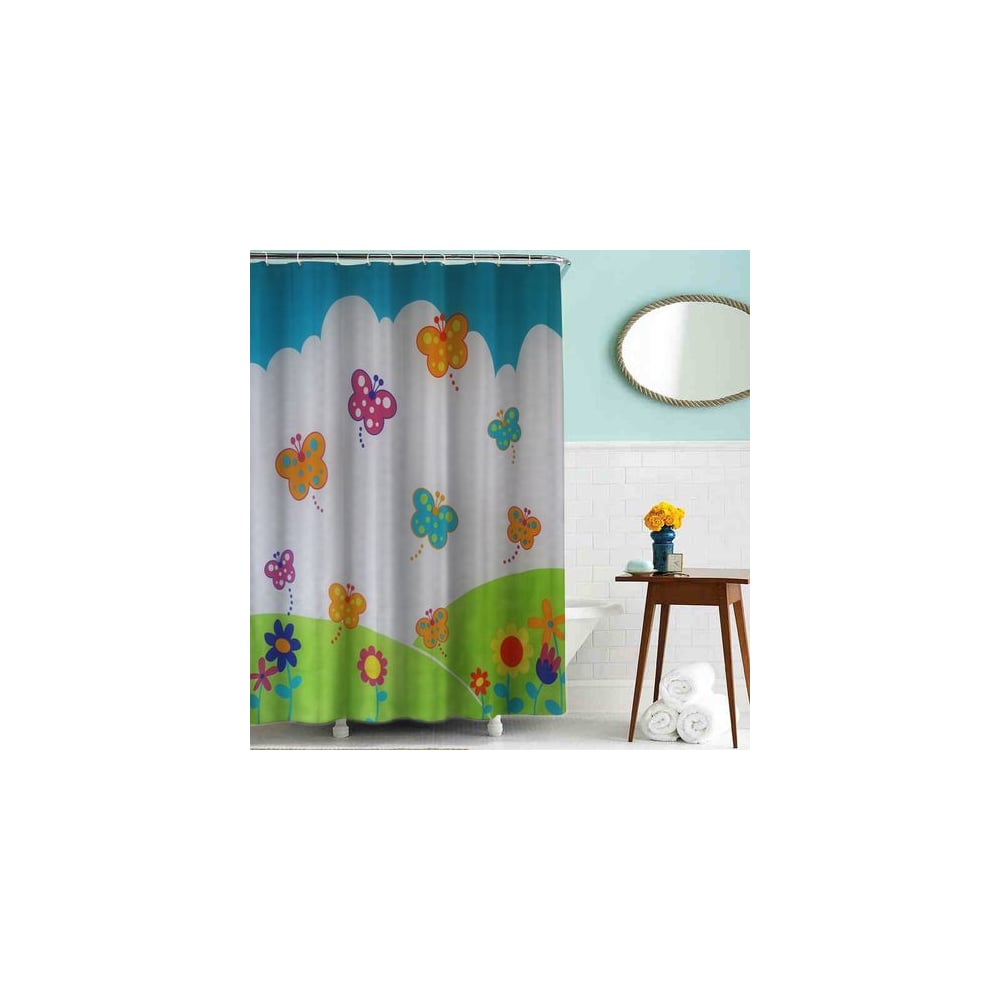 фото Тканевая шторка для ванной комнаты terma mz-85 бабочки 180х180 см 20855