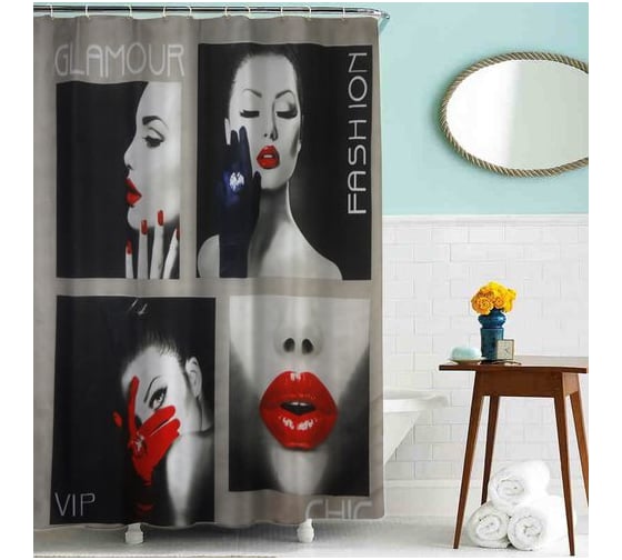 Изображение товара Тканевая шторка для ванной комнаты TERMA MZ-55 Гламур 180х180 см 20825