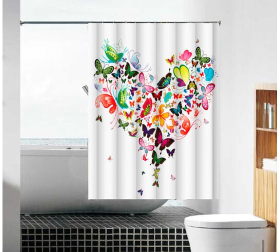 Изображение товара Тканевая шторка для ванны Melodia della vitaСердце MZ-92 180х180см 20862