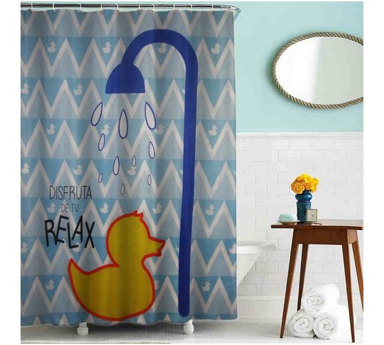 Изображение товара Тканевая шторка для ванны Melodia della vita MZ-47 Уточка 180х200 см 20817