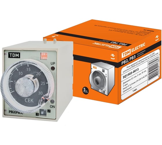 Изображение товара Реле времени TDM РВ3A-0,5сек/3мин-5A-24/220В-8Ц SQ1503-0013