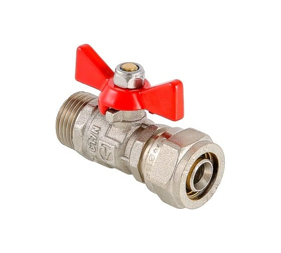 Изображение товара Шаровый кран с обжимным соединением VALTEC рукоятка бабочка, 16х1/2 нар. VT.341.N.1604