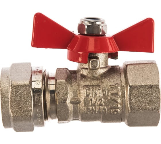 Изображение товара Шаровый кран с обжимным соединением VALTEC рукоятка бабочка, 16х1/2 вн. VT.342.N.1604
