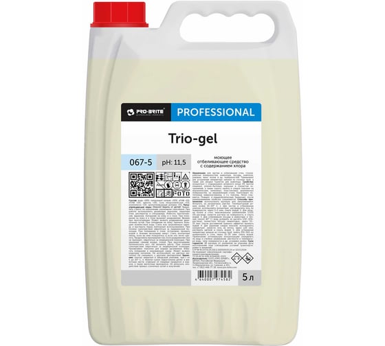 Изображение товара Средство PRO-BRITE TRIO GEL моющее отбеливающее с содержанием хлора 5 л 067-5 605247