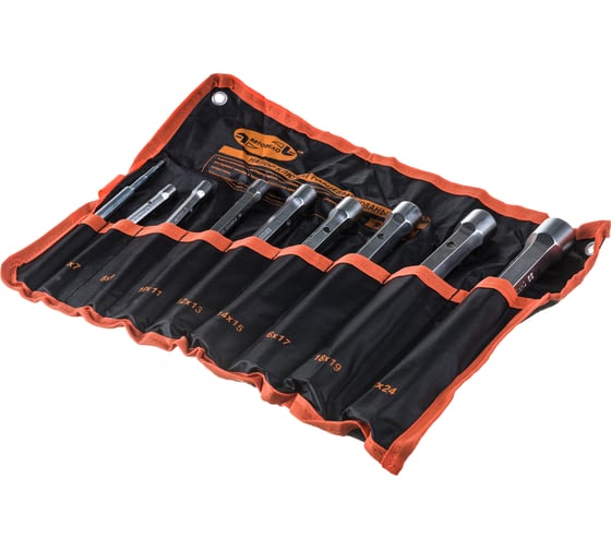 Изображение товара Набор торцевых кованных трубчатых ключей АвтоDело 8 предметов с воротком 34508 14724