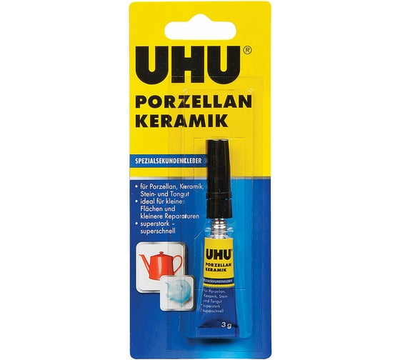 Изображение товара Секундный клей для фарфора и керамики UHU PORZELLAN 3г 47695