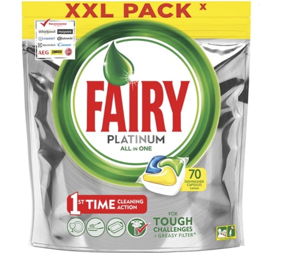 Изображение товара Таблетки для посудомоечных машин FAIRY Platinum All in 1 Лимон капсулы, 70 шт 1009451 605890