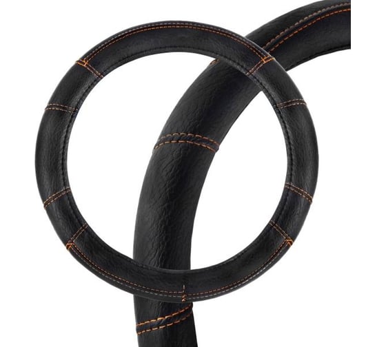 Изображение товара Оплетка SKYWAY Top-3 черно/Оранжевая, экокожа, L S01102021