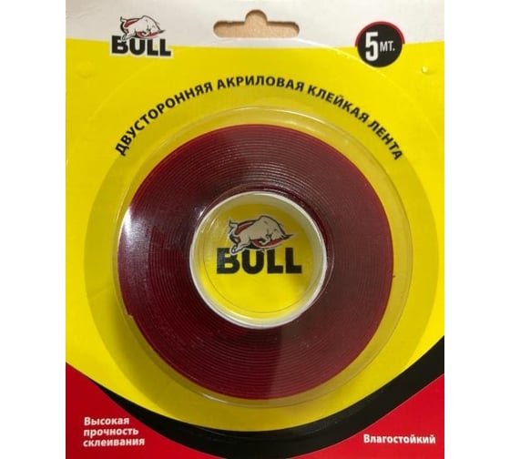 Изображение товара Акриловая двухсторонняя клейкая лента Bull 20мм х 5м прозрачный BAT2005