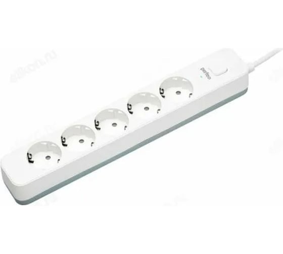 Изображение товара Сетевой фильтр PERFEO POWER STREAM 2500W 3.0 м, 5 розеток, белый 30016441 30016438
