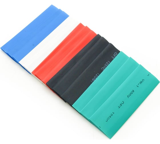 Изображение товара Набор термоусаживаемых трубок Jilion 20:10 15шт. по 10см 5цв. (по 3 шт.: белый, зеленый, синий, красный, черный) 9536559