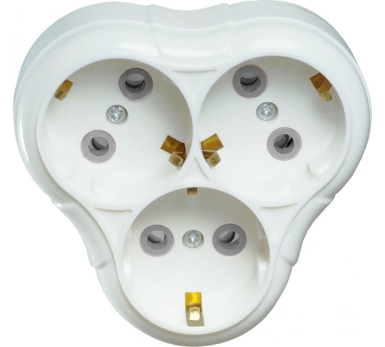 Изображение товара Электрический разветвитель Jilion евро (с заземлением), 3 гнезда, треугольник, 16А, белый 9533882