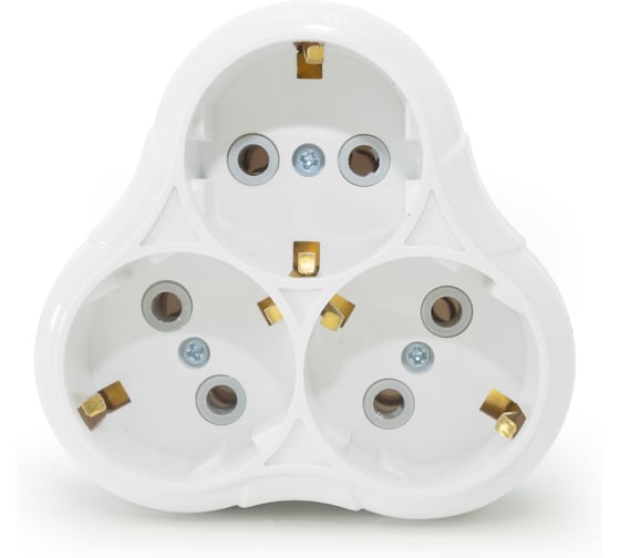Изображение товара Электрический разветвитель Jilion евро (с заземлением), 3 гнезда, треугольник, 16А, белый 9533882