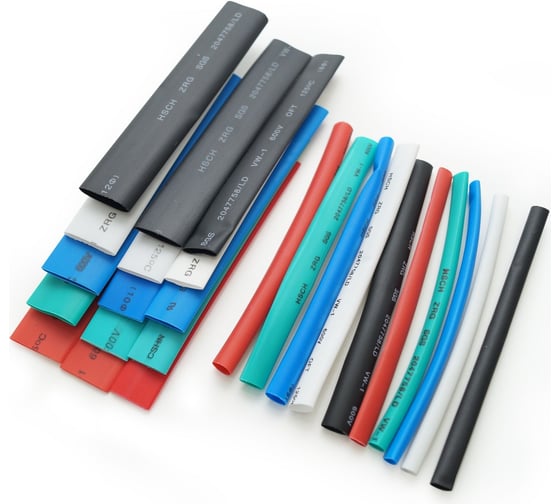 Изображение товара Набор термоусаживаемых трубок Jilion 4:2/6:3/8:4/10:5/12:6 25шт. по 10см 5цв. (по 5 шт.: белый, зеленый, синий, красный, черный) 9536575