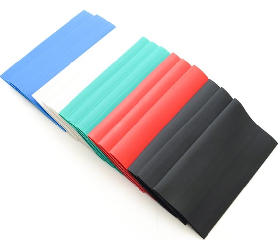 Изображение товара Набор термоусаживаемых трубок Jilion 30:15 15шт. по 10см 5цв. (по 3 шт.: белый, зеленый, синий, красный, черный) 9536561