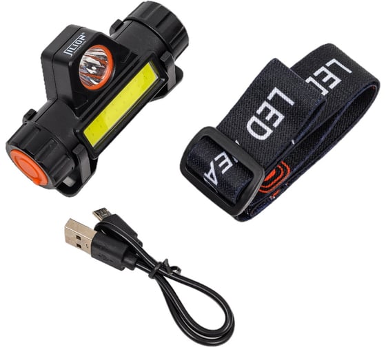 Изображение товара Налобный светодиодный фонарь Jilion аккумуляторный, с магнитным креплением, 1LED+1COB, аккум 18650, пластик 9531275