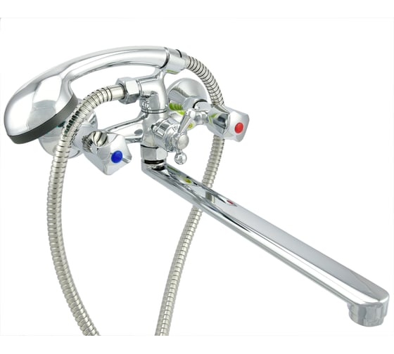 Изображение товара Ванно-душевой смеситель Juguni двуручный, со шлангом и хромированной лейкой JGN0130, кран-бук 0402.642