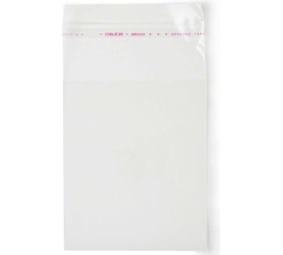 Изображение товара Пакет ООО Комус бопп 80x100+40 мм, клапан со скотчем, 25 мкм, 100 шт. 1475907