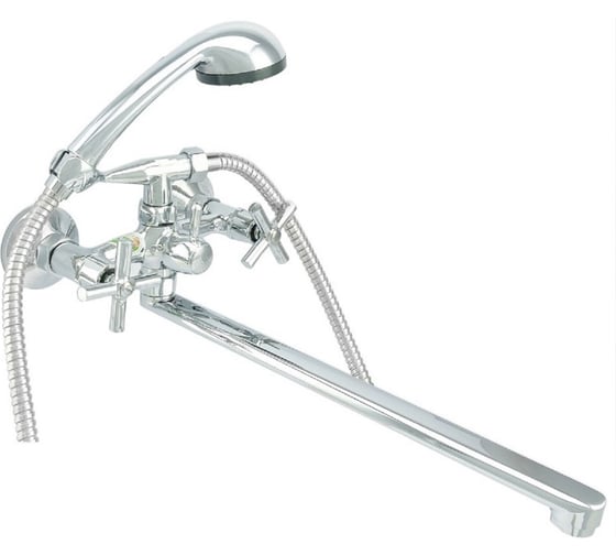 Изображение товара Ванно-душевой смеситель Juguni двуручный, со шлангом и хромированной лейкой, JGN0141 кран-букс 0402.721