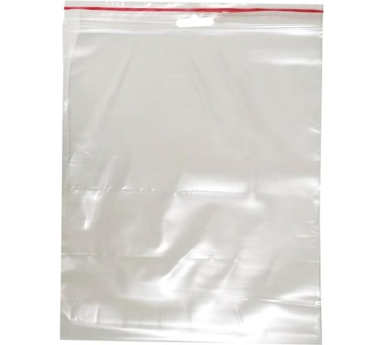 Изображение товара Пакет ООО Комус с замком zip lock, с европодвесом, 20x25 см, 60 мкм, 100 шт. 1269624