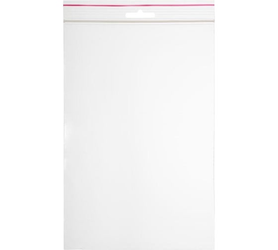 Изображение товара Пакет ООО Комус с замком zip lock, с европодвесом, 15x22 см, 60 мкм, 100 шт. 1218116