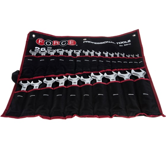 Изображение товара Набор комбинированных гаечных ключей 26 предметов FORCE 5261C