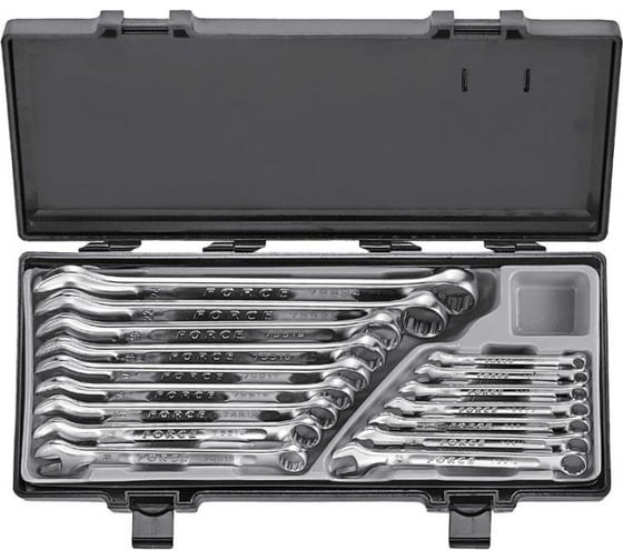 Изображение товара Набор комбинированных ключей в ложементе 16 предметов 6-24мм FORCE T5161