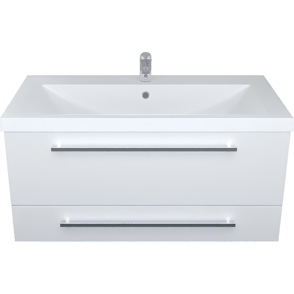 Изображение товара Тумба под раковину в ванную 1Marka Соната 75 см белый глянец подвесная современная мебель
