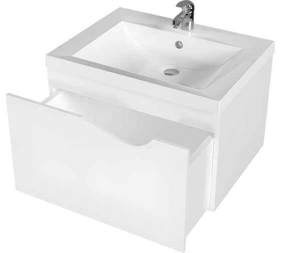 Изображение товара Тумба под раковину в ванную 1Marka Этюд 58 см подвесная, Белый глянец У51989