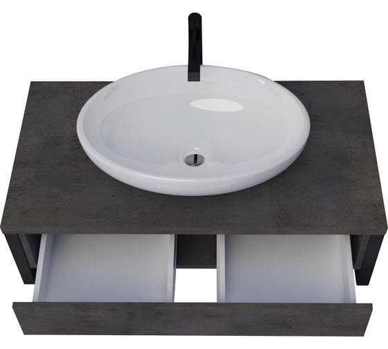 Изображение товара Тумба под раковину в ванную 1Marka GRUNGE LOFT 90 см подвесная Бетон темно-серый У85849