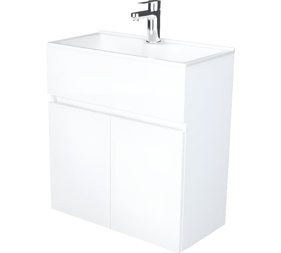 Изображение товара Тумба с раковиной в ванную 1Marka Mira 60 см подвесная Белый глянец У75328