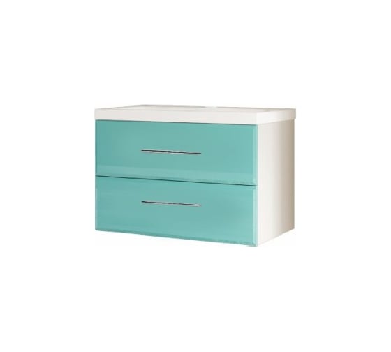 Изображение товара Тумба Marka One под раковину в ванную 70см подвесная цвет Бирюзовый У69536