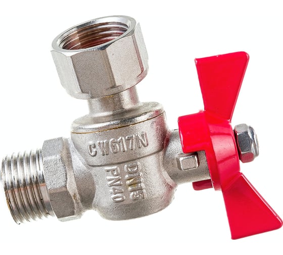 Изображение товара Шаровый кран VALTEC BASE угловой с накидной гайкой, 1/2 внутренняя-наружная VT.267.N.0404