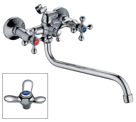 Изображение товара Смеситель для ванны LEDEME крест, переключатель душа шаровый керамика L2212 806320