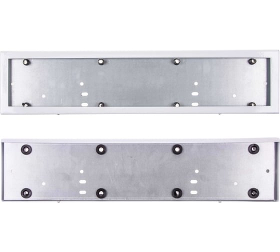 Изображение товара Рамка для номера SKYWAY металл, антивандал, белая, без надписи, с крепежом и резиновыми втулками S04101001