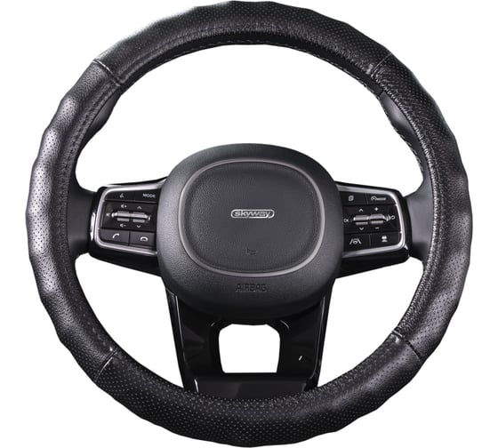 Изображение товара Оплетка SKYWAY Real-4 М, черная, натуральная кожа S01108007