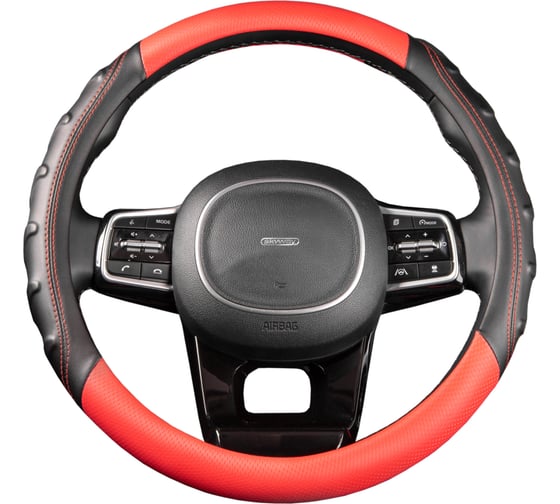 Изображение товара Оплетка SKYWAY Carbon-2 M, черно/красная, экокожа S01102424