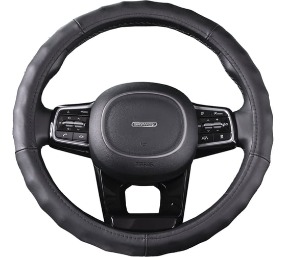 Изображение товара Оплетка SKYWAY Real-2 М, черная, натуральная кожа S01108003