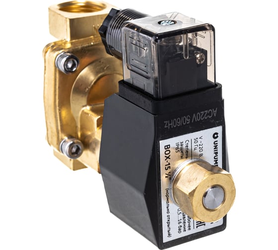 Изображение товара Клапан электромагнитный BOX-15 1/2" (нормально открытый) Unipump 74950