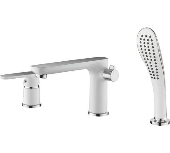 Изображение товара Врезной смеситель на ванну LEDEME на 3 отверстия хром /белый, L1153W 89291