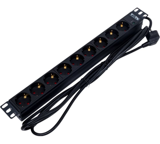 Изображение товара Блок розеток TWT 19 9 шт. без выключателя, 16A 250V, шнур питания 3.0 м PDU19-16A9P-3.0