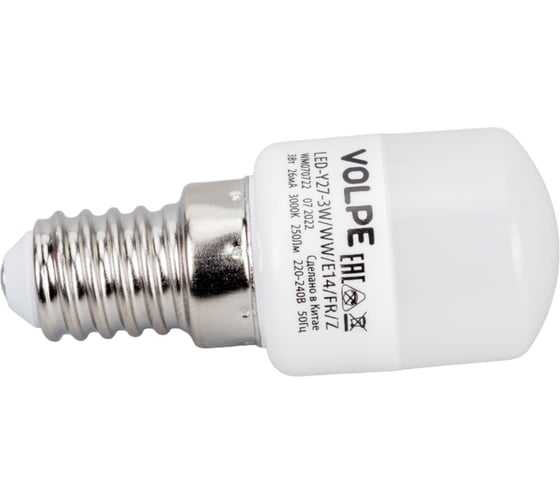 Изображение товара Светодиодная лампа для холодильников Volpe Матовая колба LED-Y27-3W/WW/E14/FR/Z UL-00000178