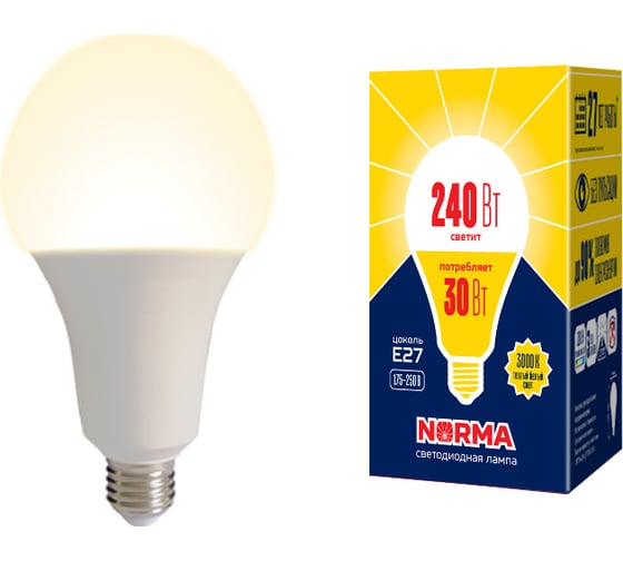 Изображение товара Светодиодная лампа Volpe LED-A95-30W/3000K/E27/FR/NR Форма "A", матовая Серия Norma UL-00005604