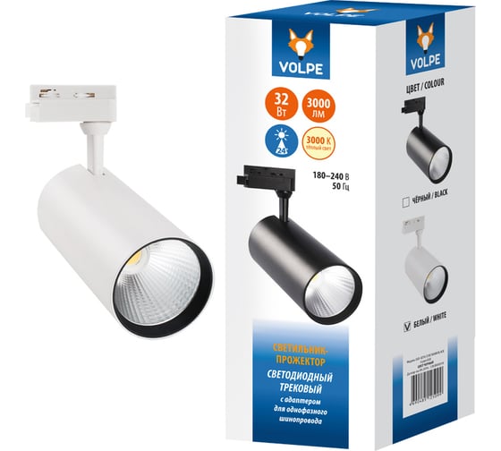 Изображение товара Трековый светодиодный светильник-прожектор Volpe ULB-Q276 32W/3000К WHITE UL-00005942