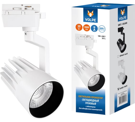 Изображение товара Трековый светодиодный светильник-прожектор Volpe ULB-Q274 30W/4000К WHITE UL-00005925