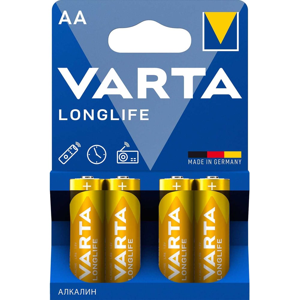 Изображение товара Батарейки Varta LONGLIFE AA BL4 4008496525157 4106101414 RPL00325