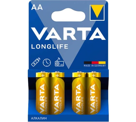 Изображение товара Батарейки Varta LONGLIFE AA BL4 4008496525157 04106101414