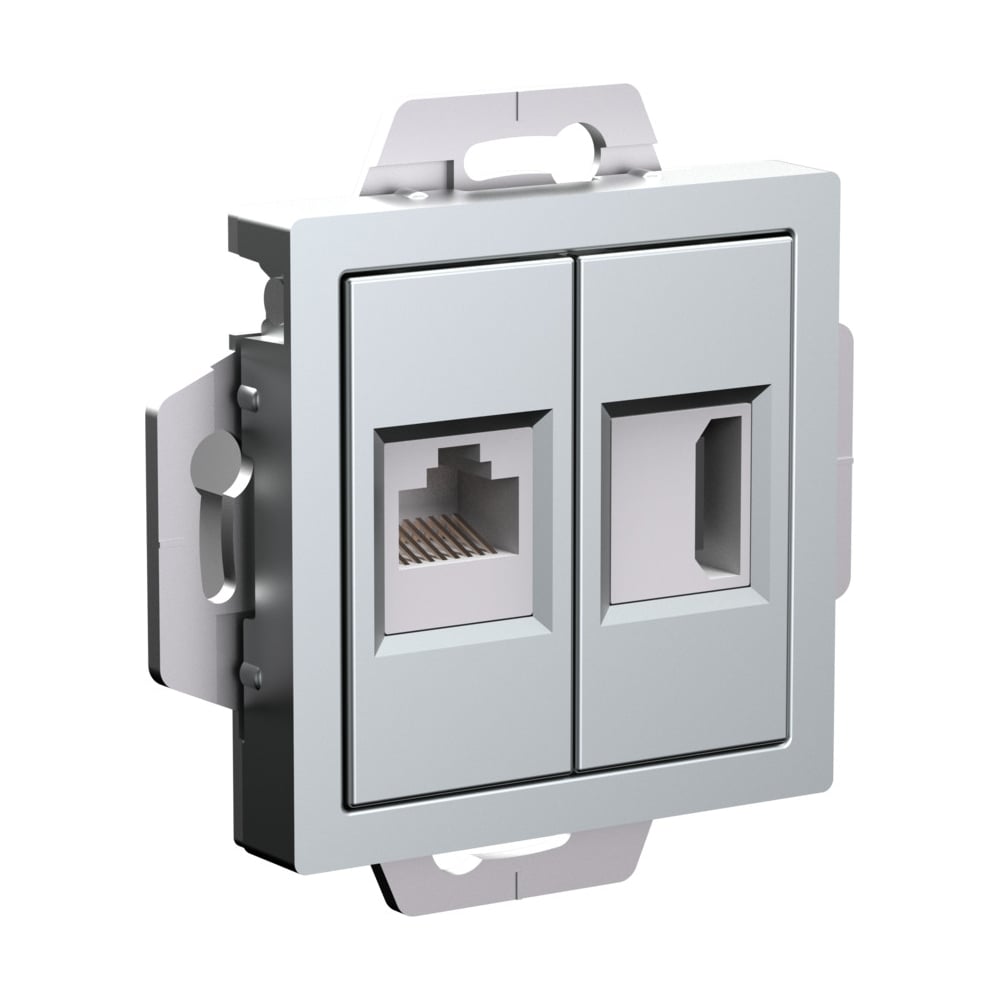 Изображение товара Двойная розетка HDMI и RJ45 Systeme Electric Atlasdesign алюминий