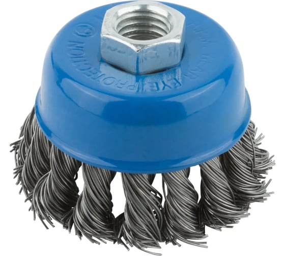 Изображение товара Корщетка, тип "чашка", гайка М14, стальная витая проволока, 65 мм MOS 38951М