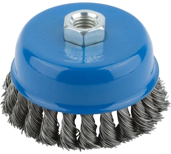 Изображение товара Корщетка, тип "чашка", гайка М14, стальная витая проволока, 100 мм MOS 38953М